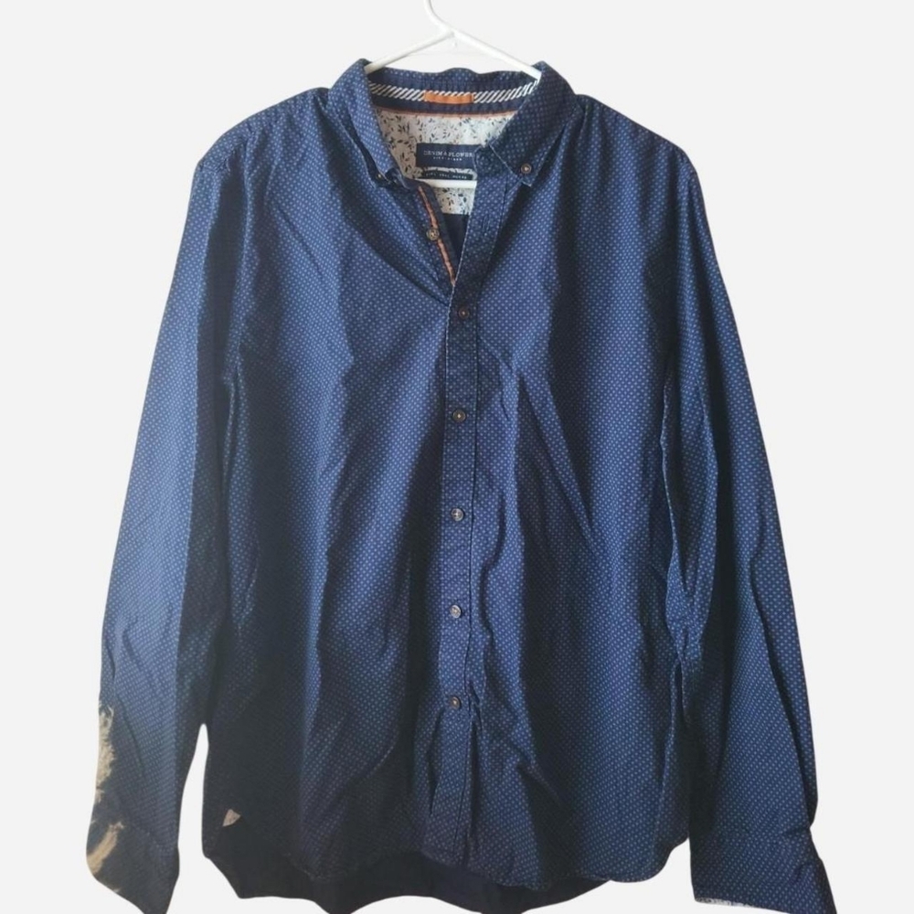 Denim & Flower Navy Cotton Button-Down